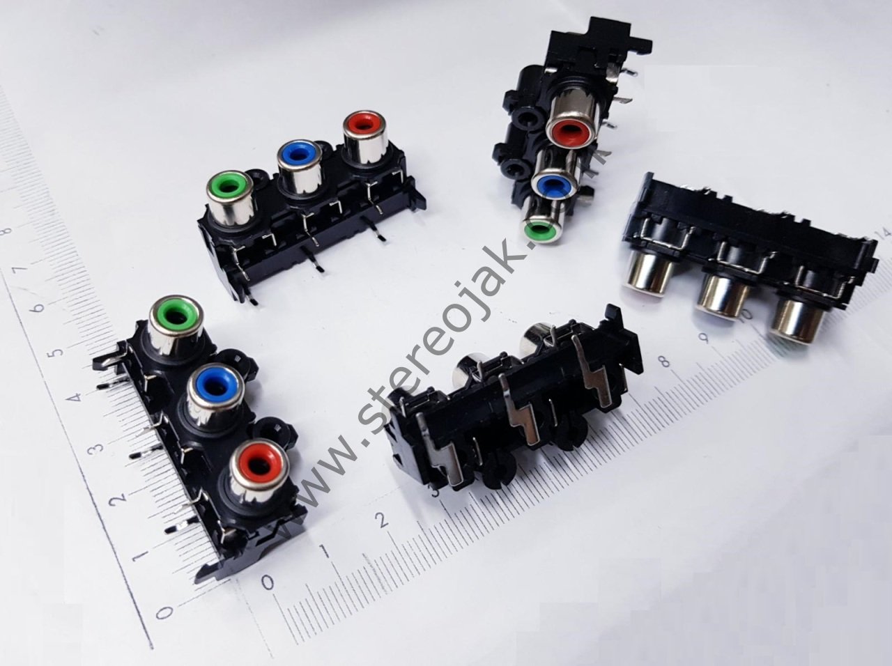 3'Lü RCA Şase , Yeşil Mavi Kırmızı , 6 Pin , Yatık