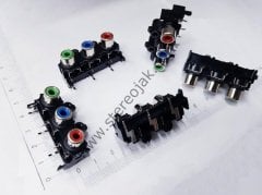 3'Lü RCA Şase , Yeşil Mavi Kırmızı , 6 Pin , Yatık