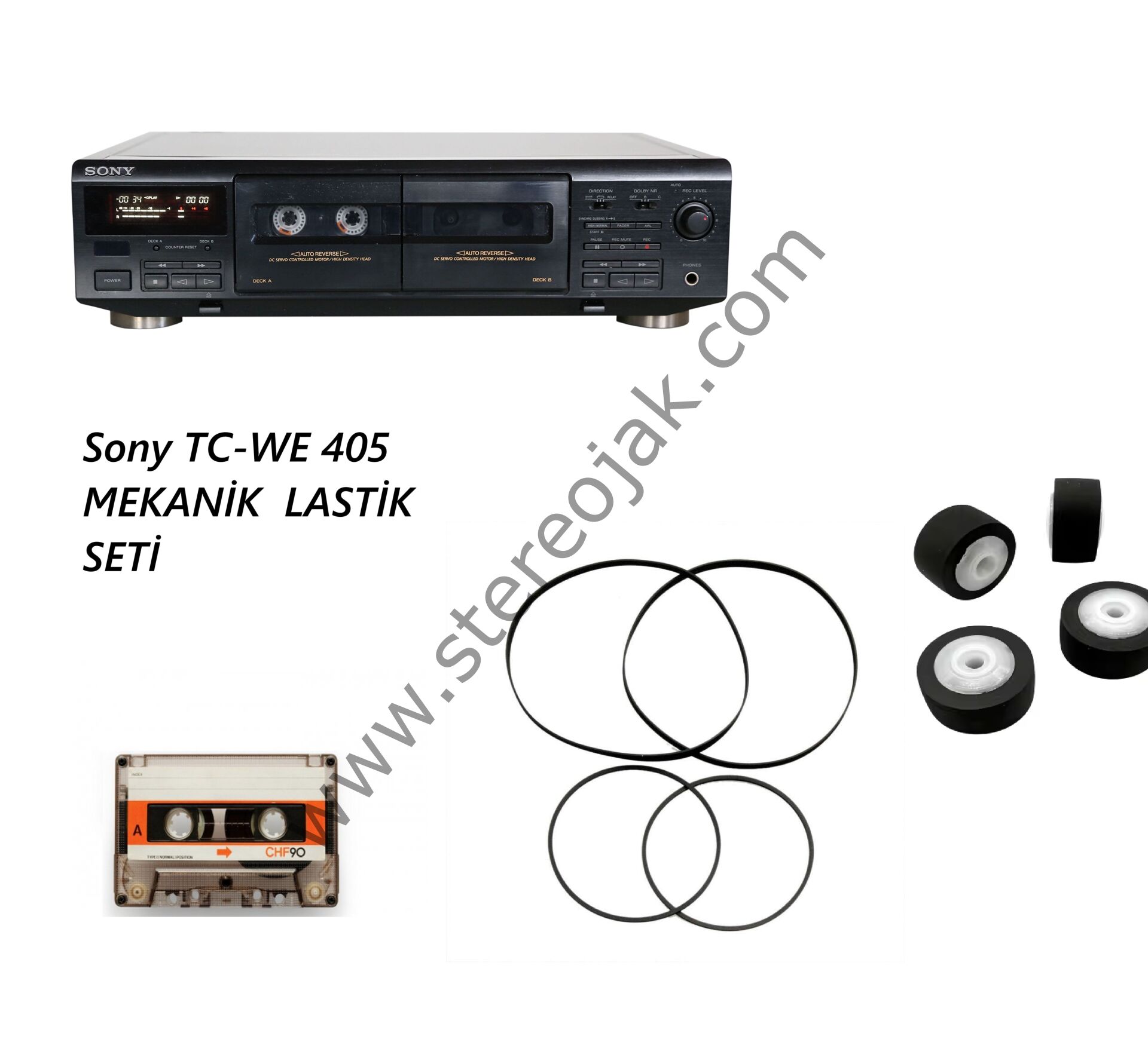Sony TC-WE405 Dual Stereo Cassette Deck    Çift Kaset Mekanik  Lastik Seti