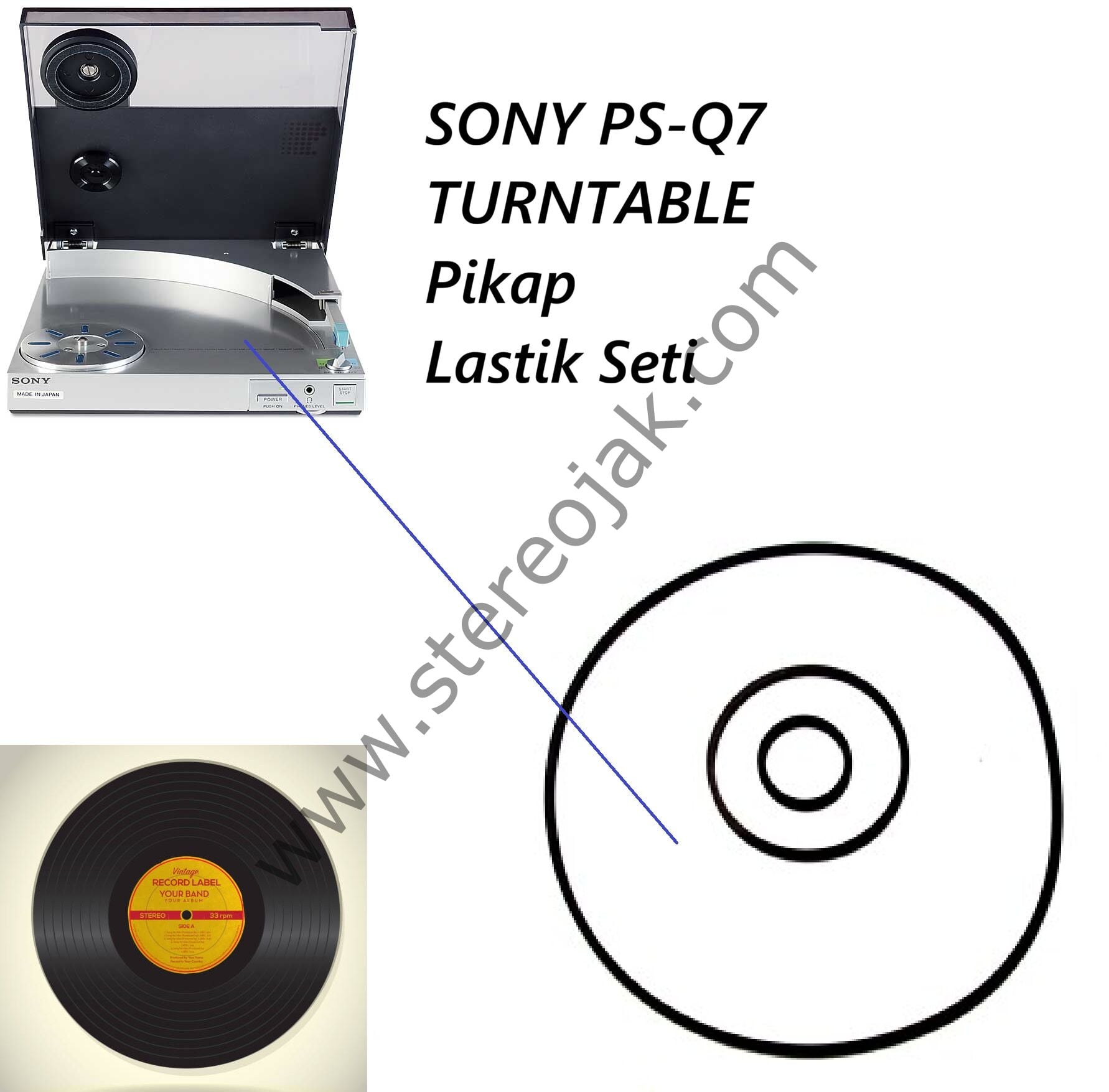 SONY PS-Q7  TURNTABLE  Pikap  Lastik Seti