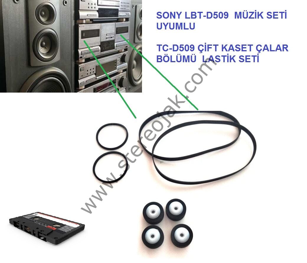 SONY  LBT-D509   MÜZİK SETİ      (TC-D509    ÇİFT KASET ÇALAR   BÖLÜMÜ LASTİK SETİ )