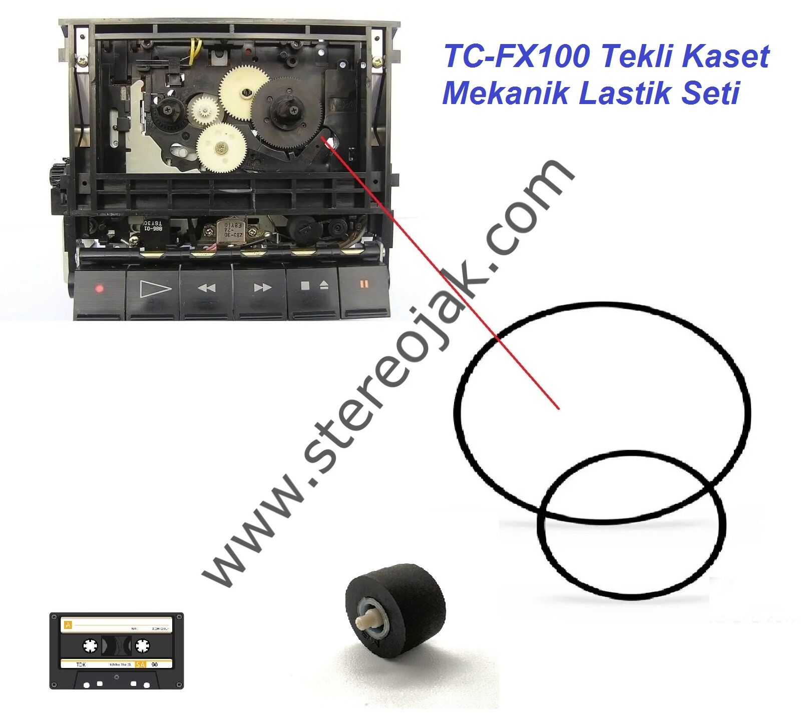 TC-FX100    Tekli Kaset Mekanik  Lastik Seti  2 li