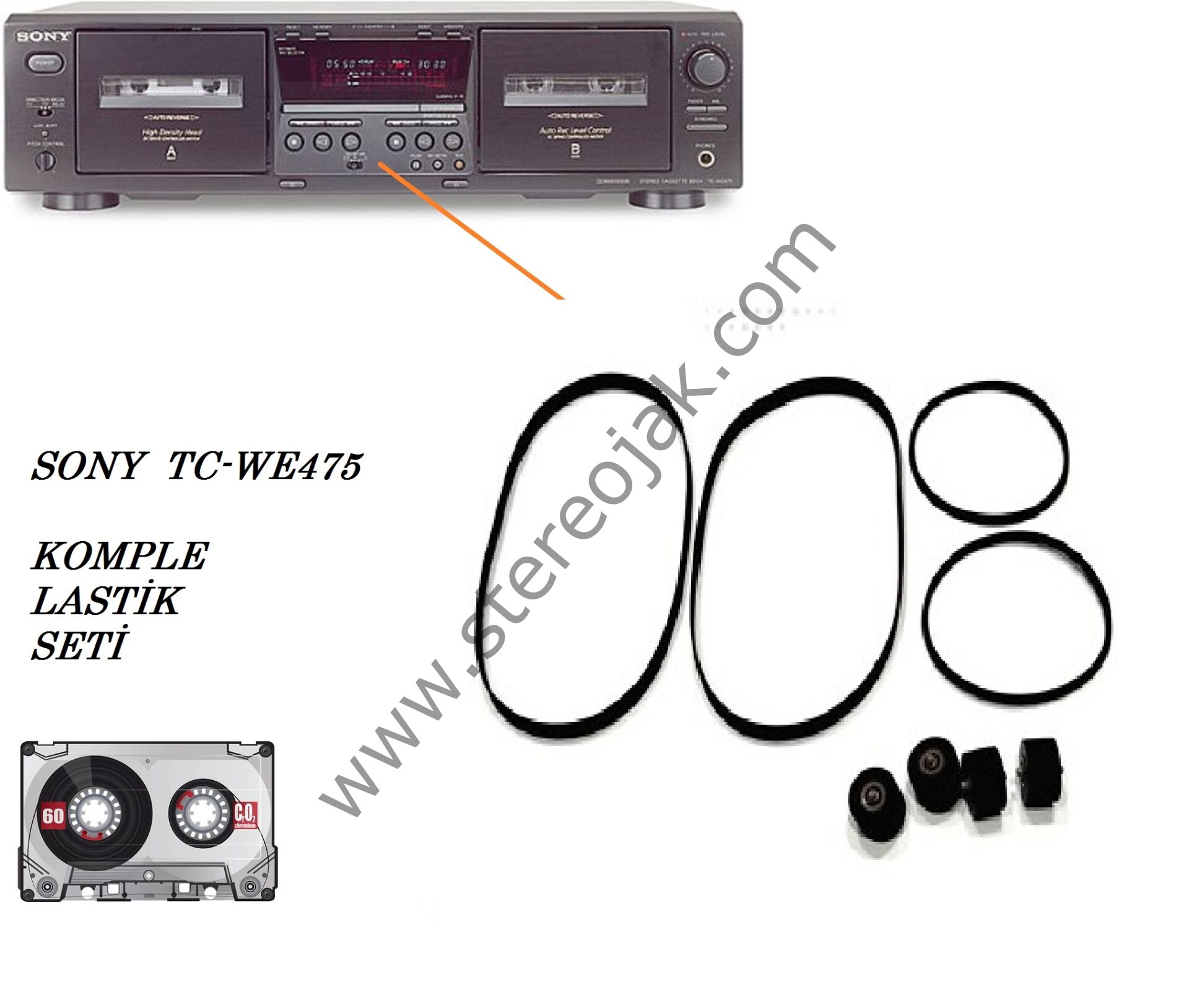 SONY TC-WE475 KASETÇALAR DECK    UYUMLU LASTİK SETİ