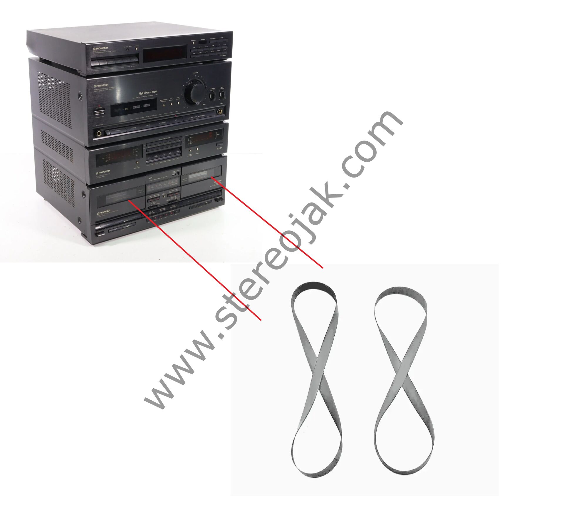 Pioneer  Model: DCZ83, DC-Z83    Çiftli Kaset Bölümü  Lastik Seti