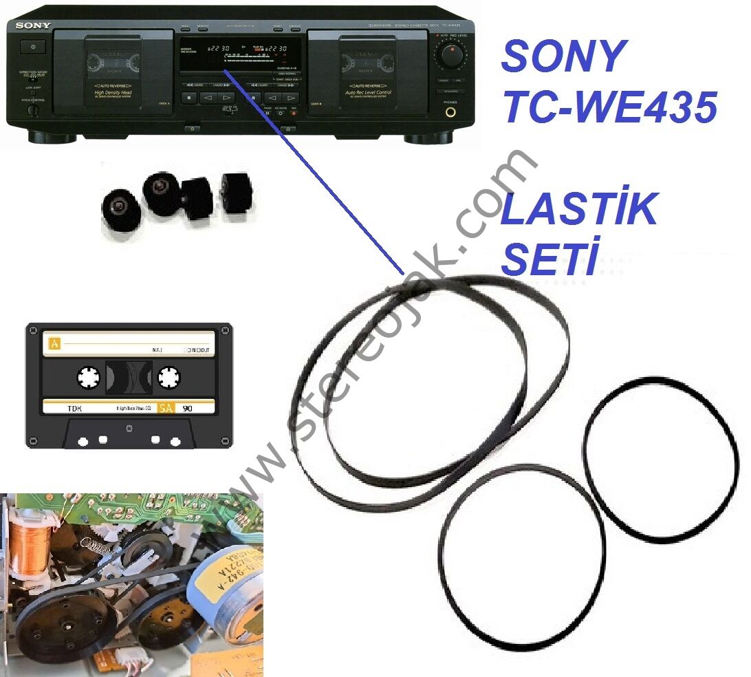 Sony TC-WE435 Dual Cassette   Lastik  Seti