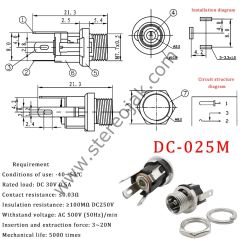 5.5x2.5mm  Dc jak yuvası , Dc Yuva -5