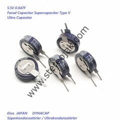 5.5V 0.047F       ELNA DXJ-5R5V473U 5.5V 0.047F Farad Capacitor Supercapacitor Type V     Ultra Capasitor      Elna DYNACAP Süperkondansatörler / Ultrakondansatörler
