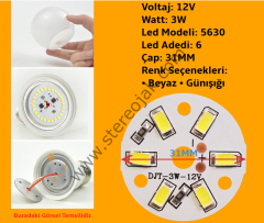 12 Volt 3 Watt SMD 5630 Ledli Hazır Led Modül 31MM 1.SINIF KALİTE