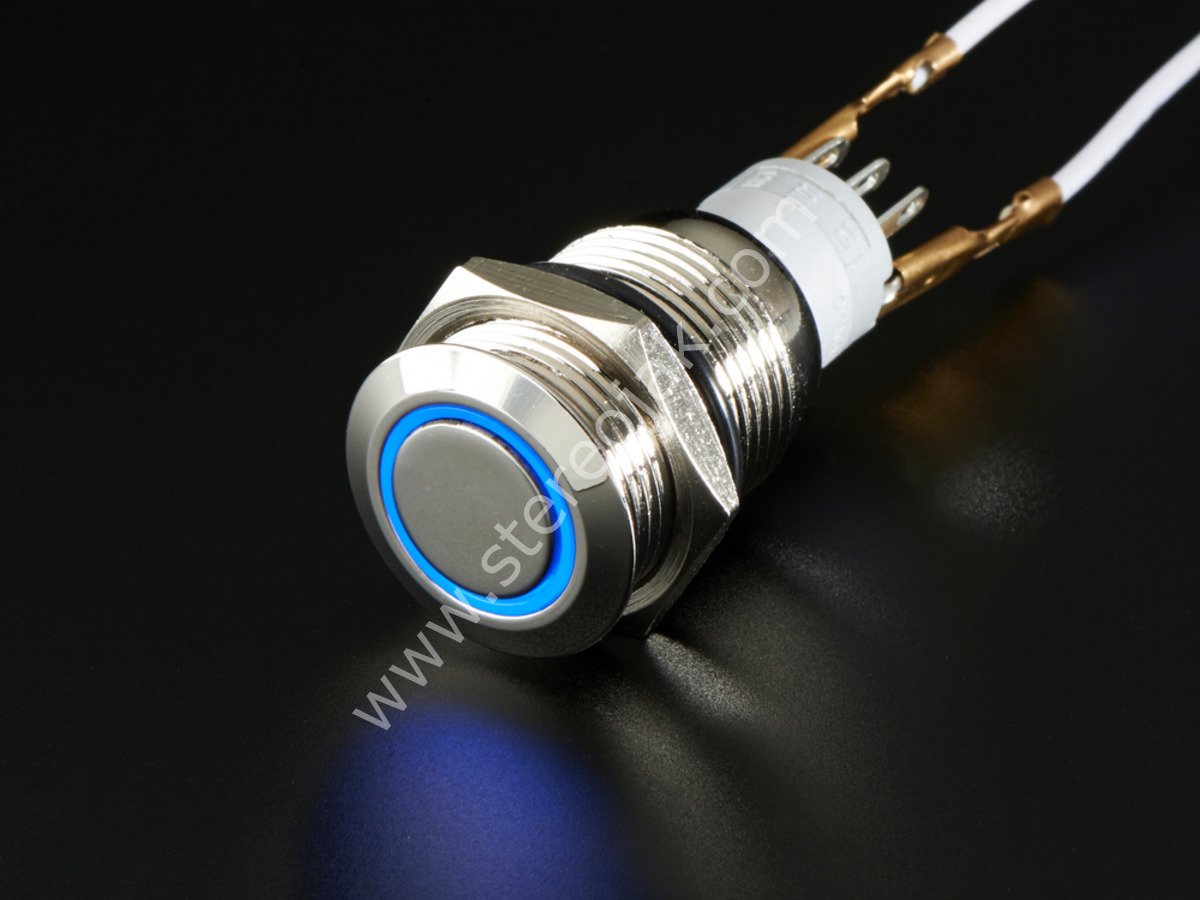 16MM METAL PUSH BUTON MAVİ  12 VOLT