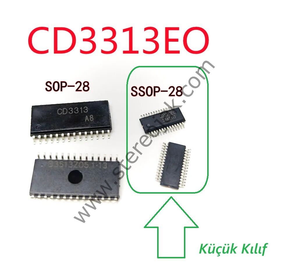 CD3313 CD3313EO    (  SSOP-28 )   Küçük Kasa   SMD Entegre   (  Toparea     T3L-A109D4X1-V7    )