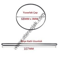 Y-68      SERİSİ 68 x 3MM ( 68MM ENLİ LASTİK )     MOTOR KASNAK LASTİĞİ ( İKİYE KATLI 107MM )