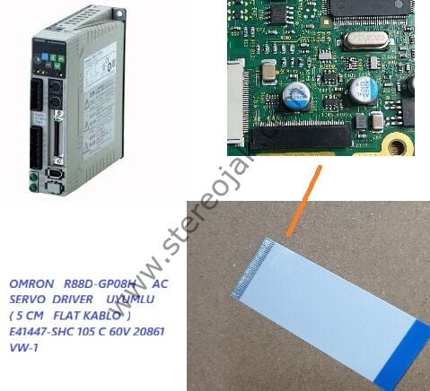 OMRON   R88D-GP08H     AC SERVO  DRIVER    UYUMLU    ( 5 CM   FLAT KABLO  )    E41447-SHC 105 C 60V 20861  VW-1