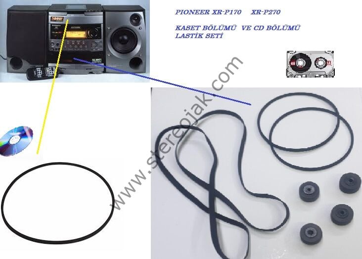 PIONEER XR-P170C     XR-P270     KASET BÖLÜMÜ  VE  CD BÖLÜMÜ  KOMPLE LATİKSETİ