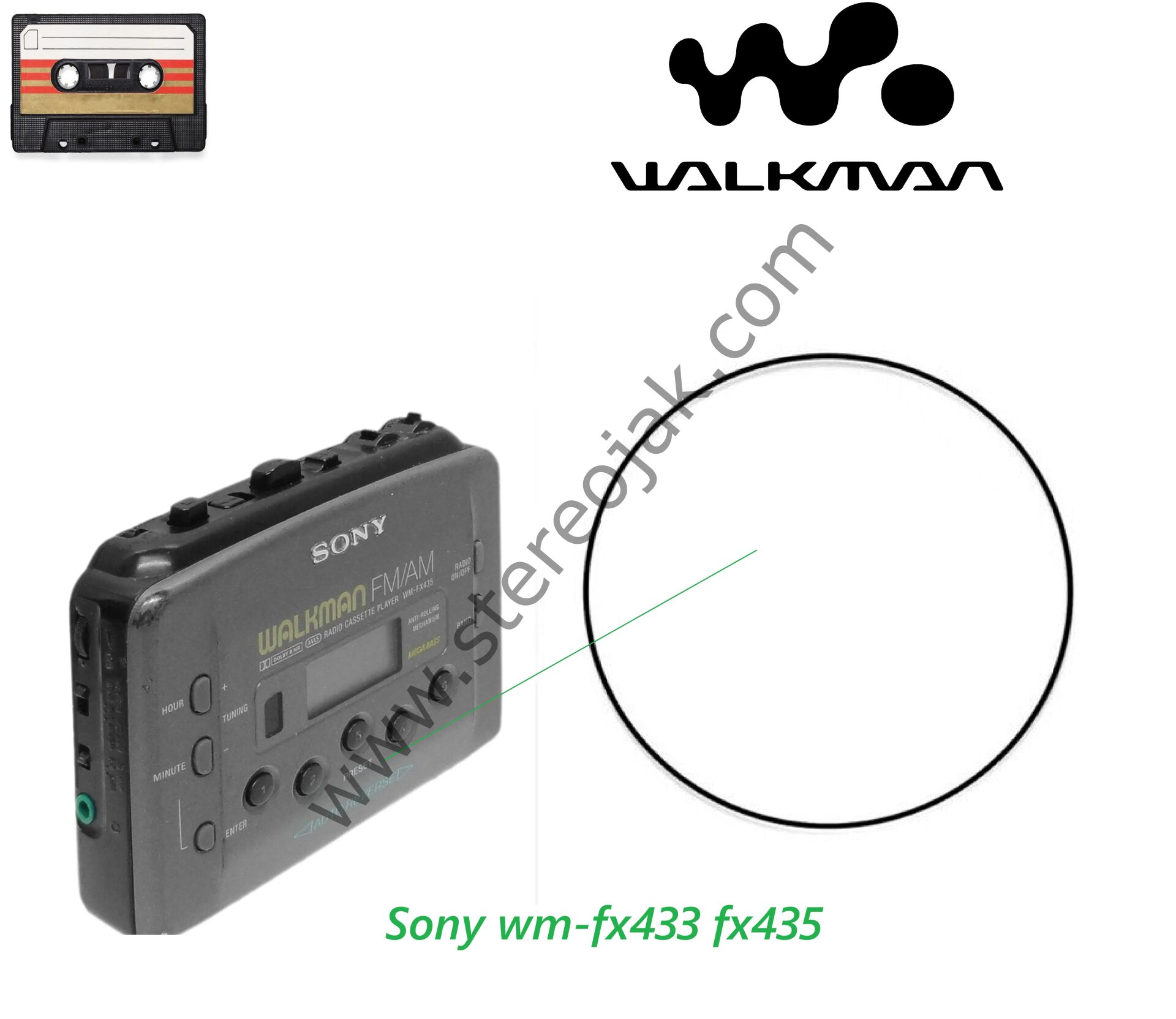 Sony wm-fx433     fx435    Walkma Lastik