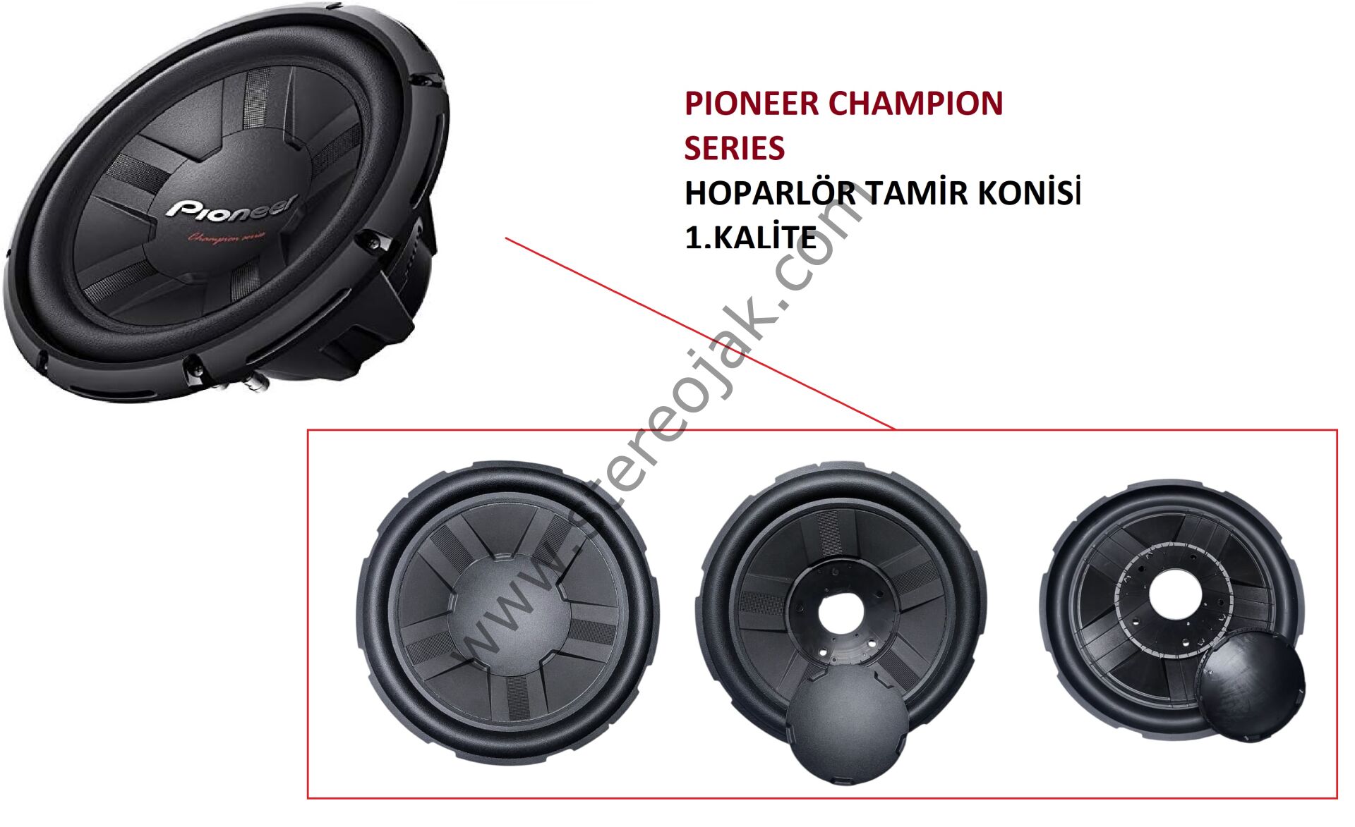 Pioneer Champion Series 30cm , Hoparlör Koni Tamir Takımı , Bobin Boğazı 52mm , 1. Kalite ( Koni + Kapak )
