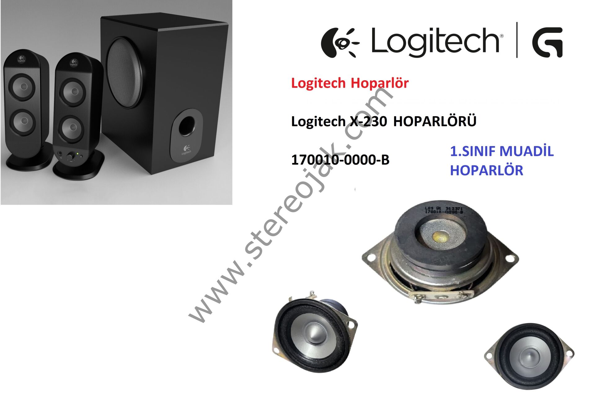 Logitech X-230 , 1.SINIF MUADİL Hoparlör , 170010-0000-B , 2+1 Ses sistemi Hoparlörü ( 1 Adet )