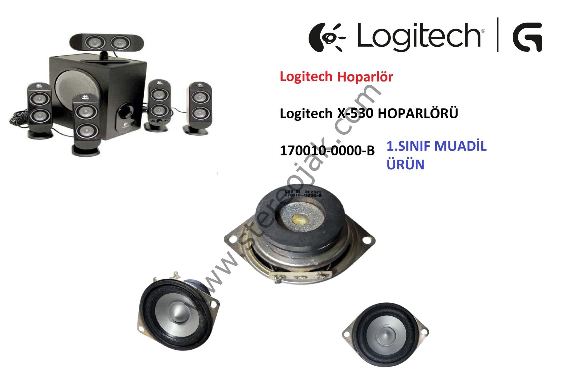 Logitech X-530 , 1.SINIF MUADİL Hoparlör , 170010-0000-B , 5+1 Ses sistemi Hoparlörü ( 1 Adet )