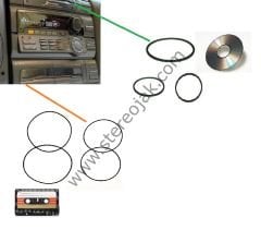 SONY FH-CX55     MÜZİK SETİ     KASET VE  CD BÖLÜMÜ  LASTİK  TAKIMI