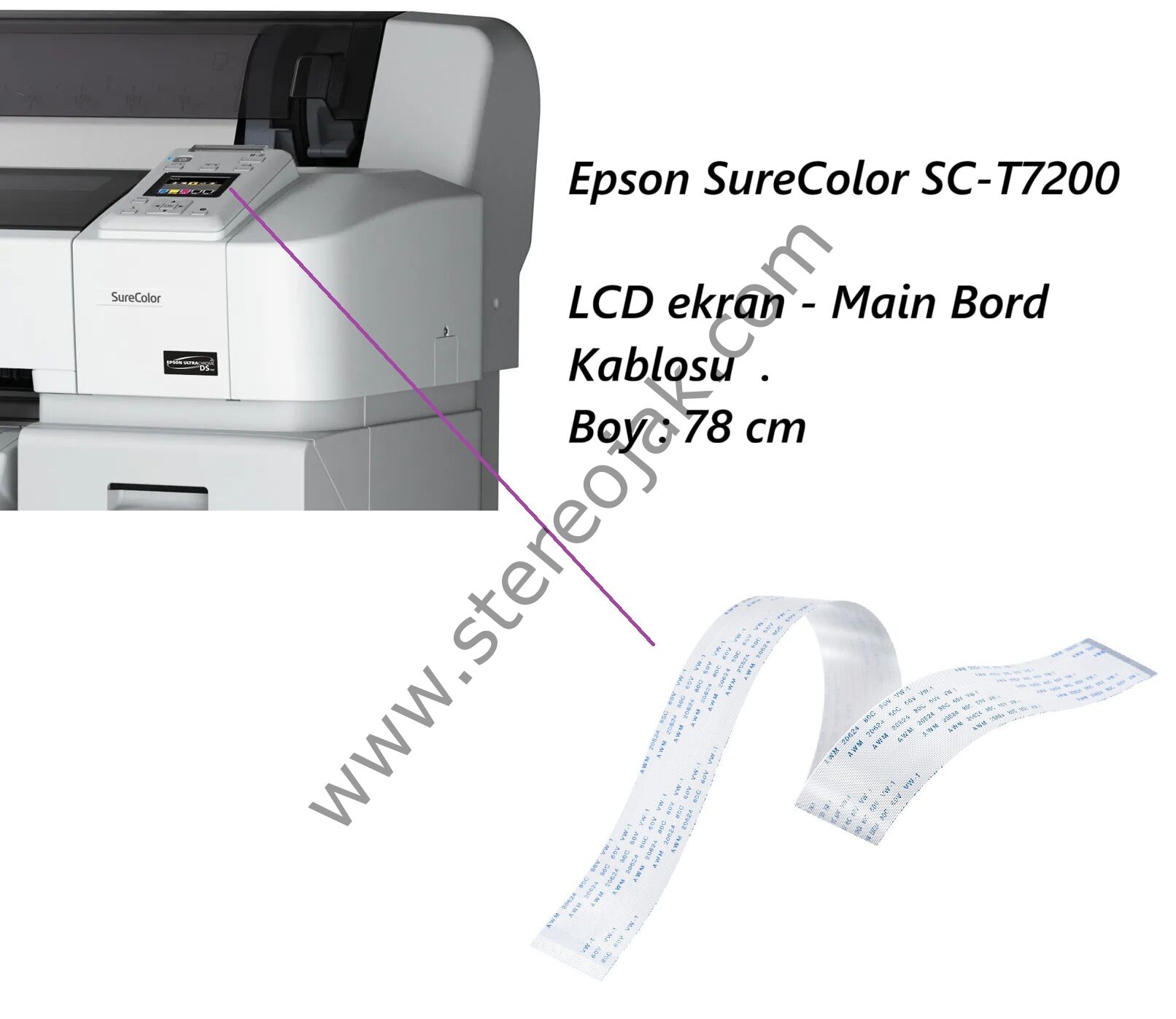 Epson SureColor SC-T7200  LCD ekran - Main Bord  arası  Flat Kablo  .   Boy : 78 cm  ( Dayanıklı Seri  Kablo )