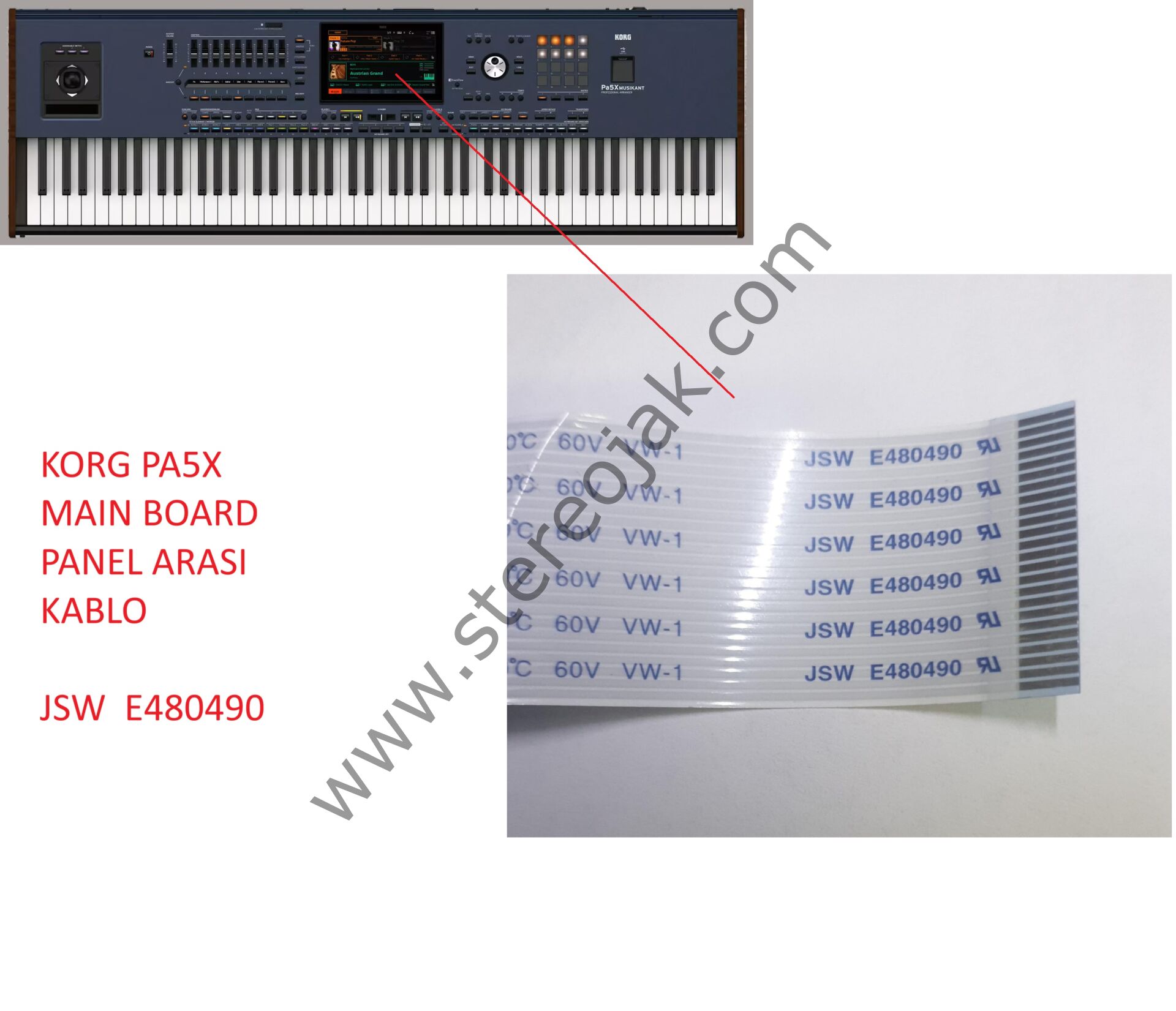 KORG PA5X  MAIN BOARD  PANEL ARASI  KABLO  (   JSW  E480490   )