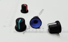 Yumuşak Dokulu Plastik Pot Düğmesi , Taban 11mm Yükseklik 15mm ( 6mm Pot Millerine Uygundur ) , ( Renk Seçiniz )