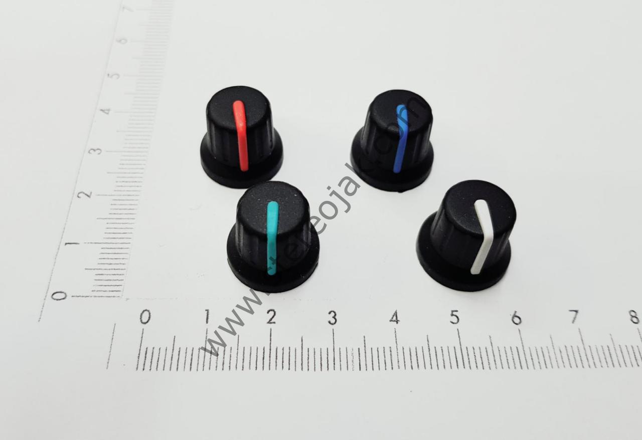 Yumuşak Dokulu Plastik Pot Düğmesi , Taban 11mm Yükseklik 15mm ( 6mm Pot Millerine Uygundur ) , ( Renk Seçiniz )