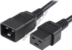 C19 - C20 , 3x14AWG Güç kablosu (250V, 16A); Renk siyah. Uzunluk: 2.5 Metre 1.Kalite