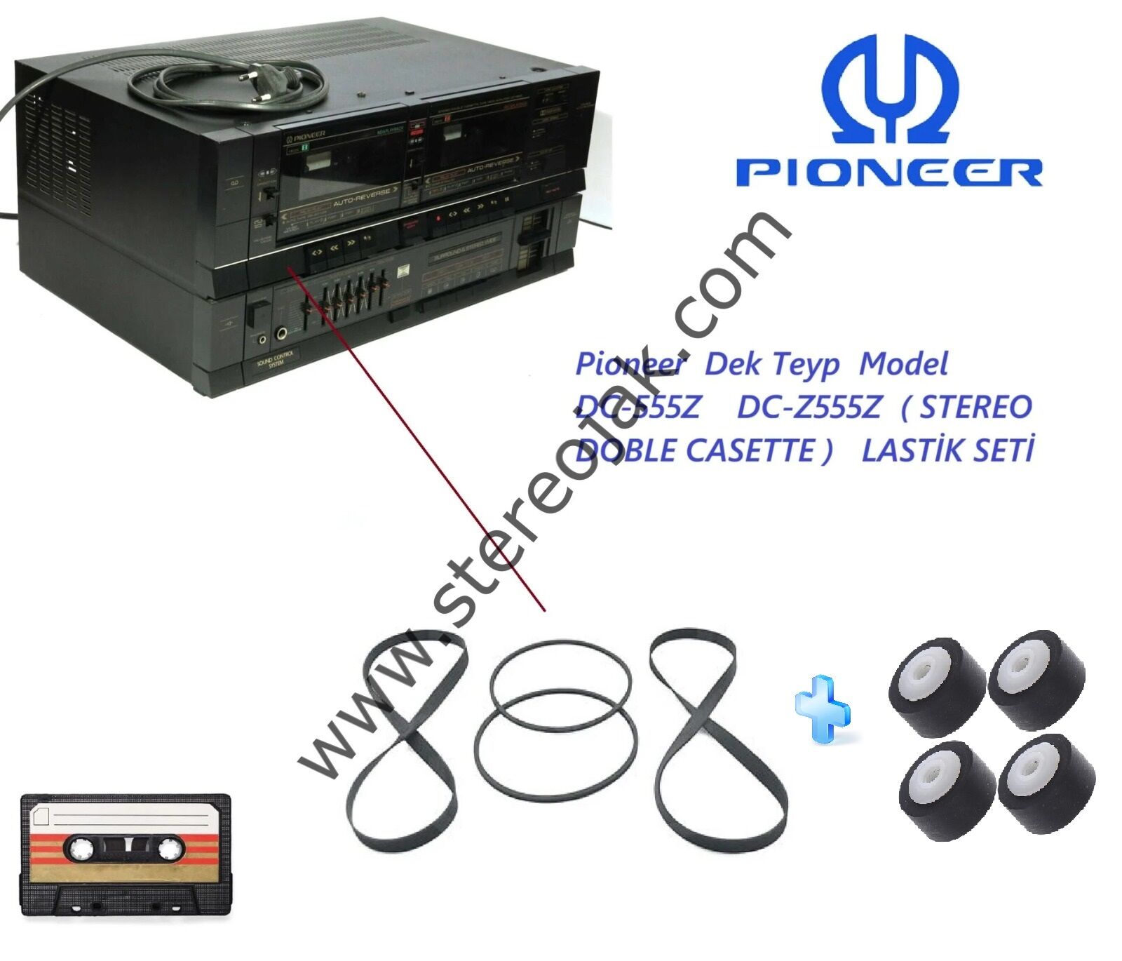 Pioneer  Dek Teyp  Model DC-555Z    DC-Z555Z  ( STEREO DOBLE CASETTE )   LASTİK SETİ