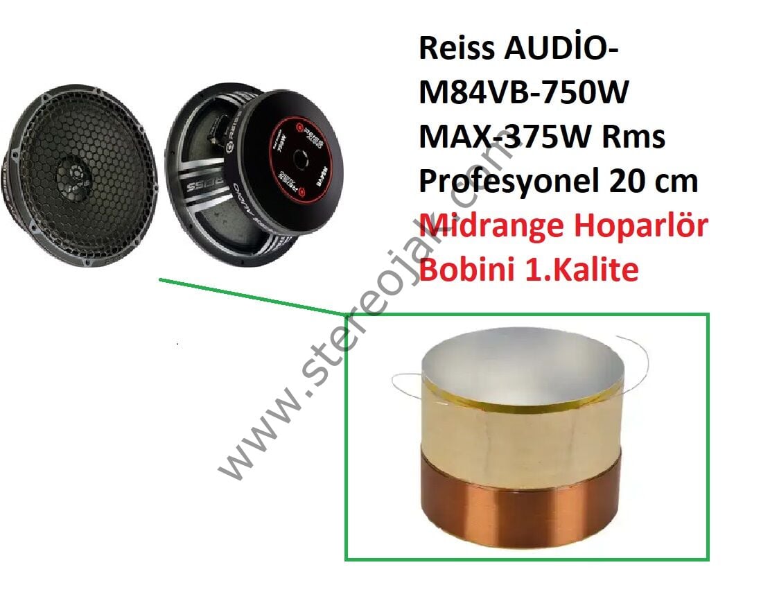 Reiss AUDİO-M84VB-750W MAX-375W Rms Profesyonel 20 cm Midrange Hoparlör BOBİNİ 1.Kalite