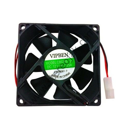 12 Volt 0.25 Amper , 80X80X25 , Kare Fan 8 CM , 2 Kablolu