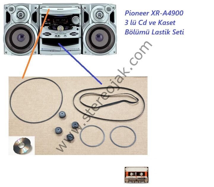 Pioneer XR-A4900   Müzik Seti      3 lü Cd ve Kaset  Bölümü Lastik Seti