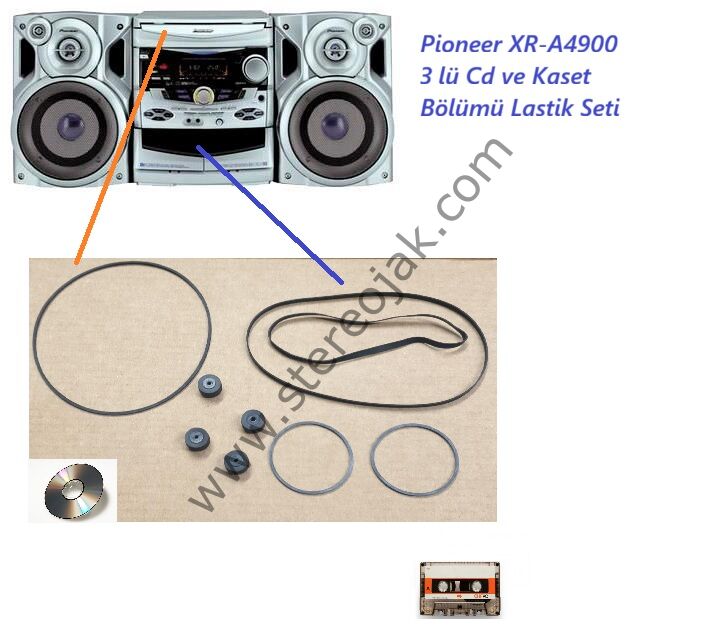 Pioneer XR-A4900   Müzik Seti      3 lü Cd ve Kaset  Bölümü Lastik Seti