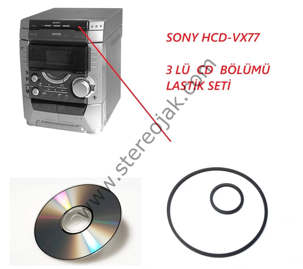 HCD-VX77    3 LÜ  CD BÖLÜMÜ   LASTİK  SETİ