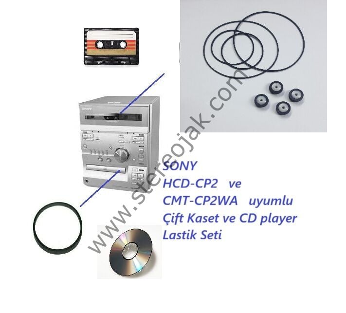 SONY  HCD-CP2   ve  CMT-CP2WA   uyumlu  Çift Kaset ve CD player   Kopmple mekanik   lastik Seti