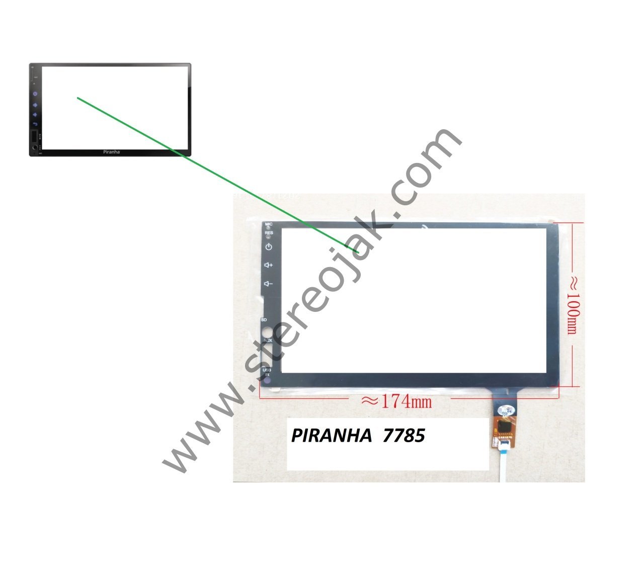 Piranha 7785 Double Din Oto Teyp • 7.0''  ( Ön Dış Yüzey ) Dokunmatik