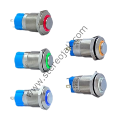 12MM KALICILI LEDLİ METAL BUTON - 1NO - IP67
