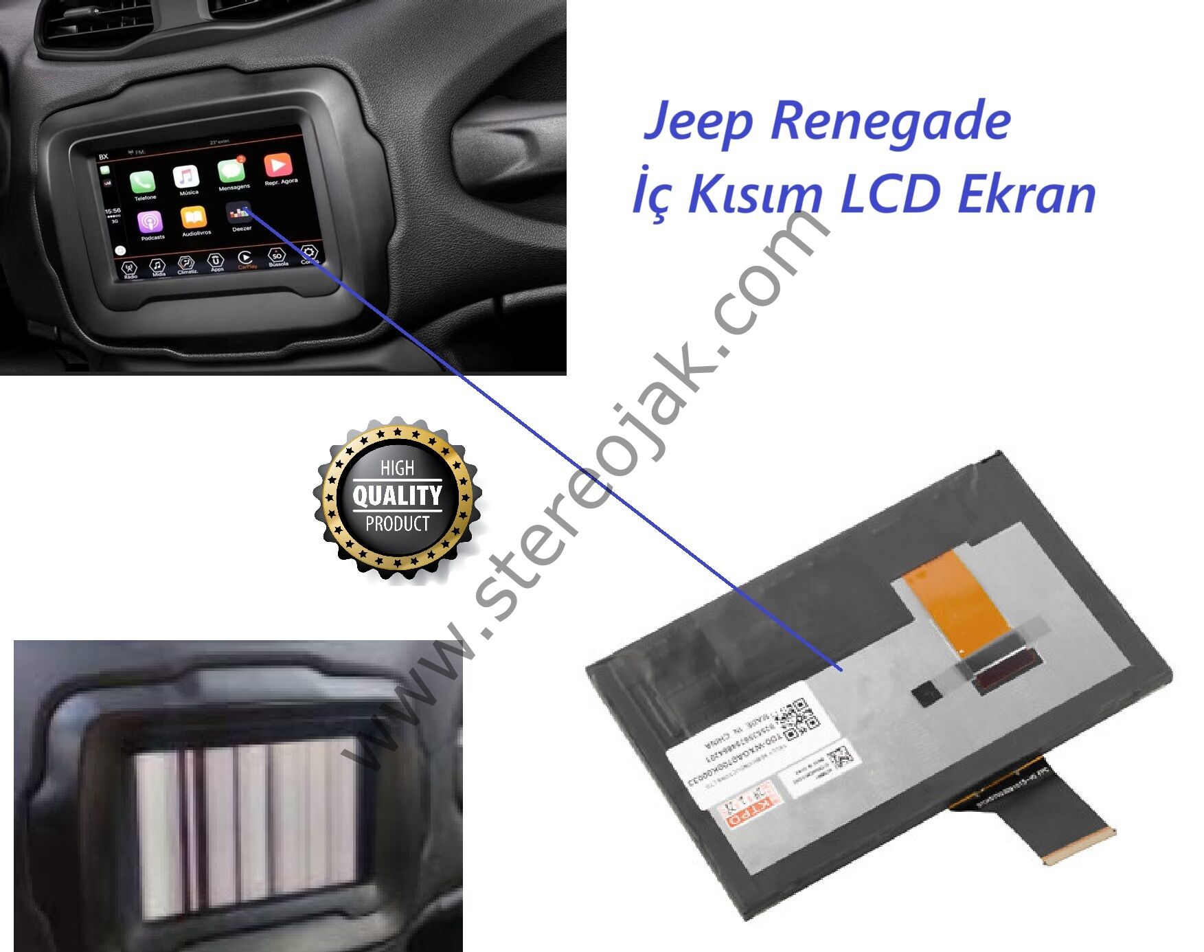 Jeep Renegade  İç Kısım  Lcd Ekran  ( 1.sınıf  Lcd ekran )