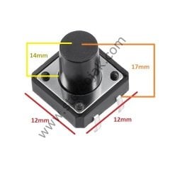 12x12x17mm Tactile Switch , 4 Pin , Dip  , Tact Buton ( Kaliteli Ürün ) , Tach