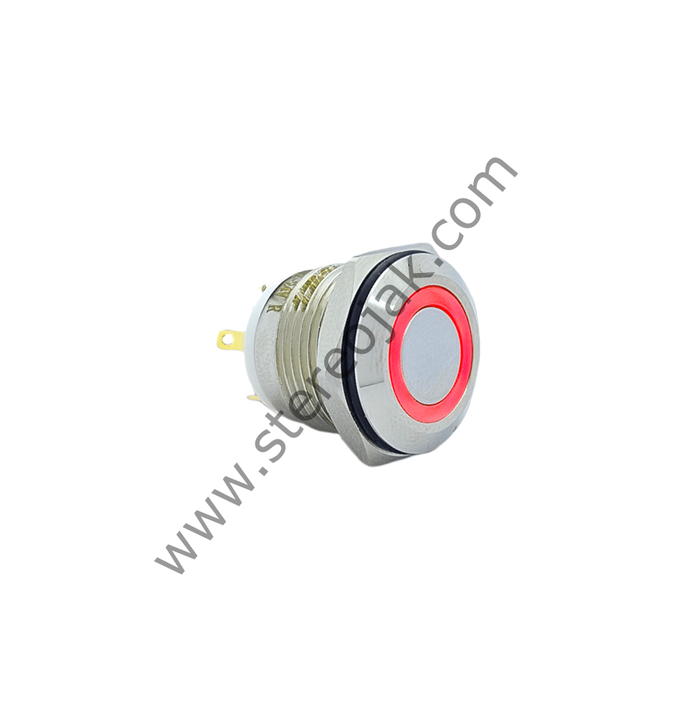 E34 16MM METAL BUTON YAYLI 12-24V KIRMIZI LED 1NO