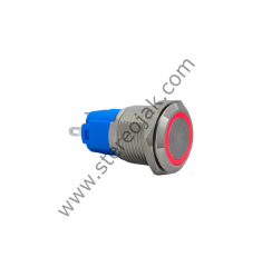 E34-1 16MM METAL BUTON YAYLI 12-24V KIRMIZI LED 1NO/1NC