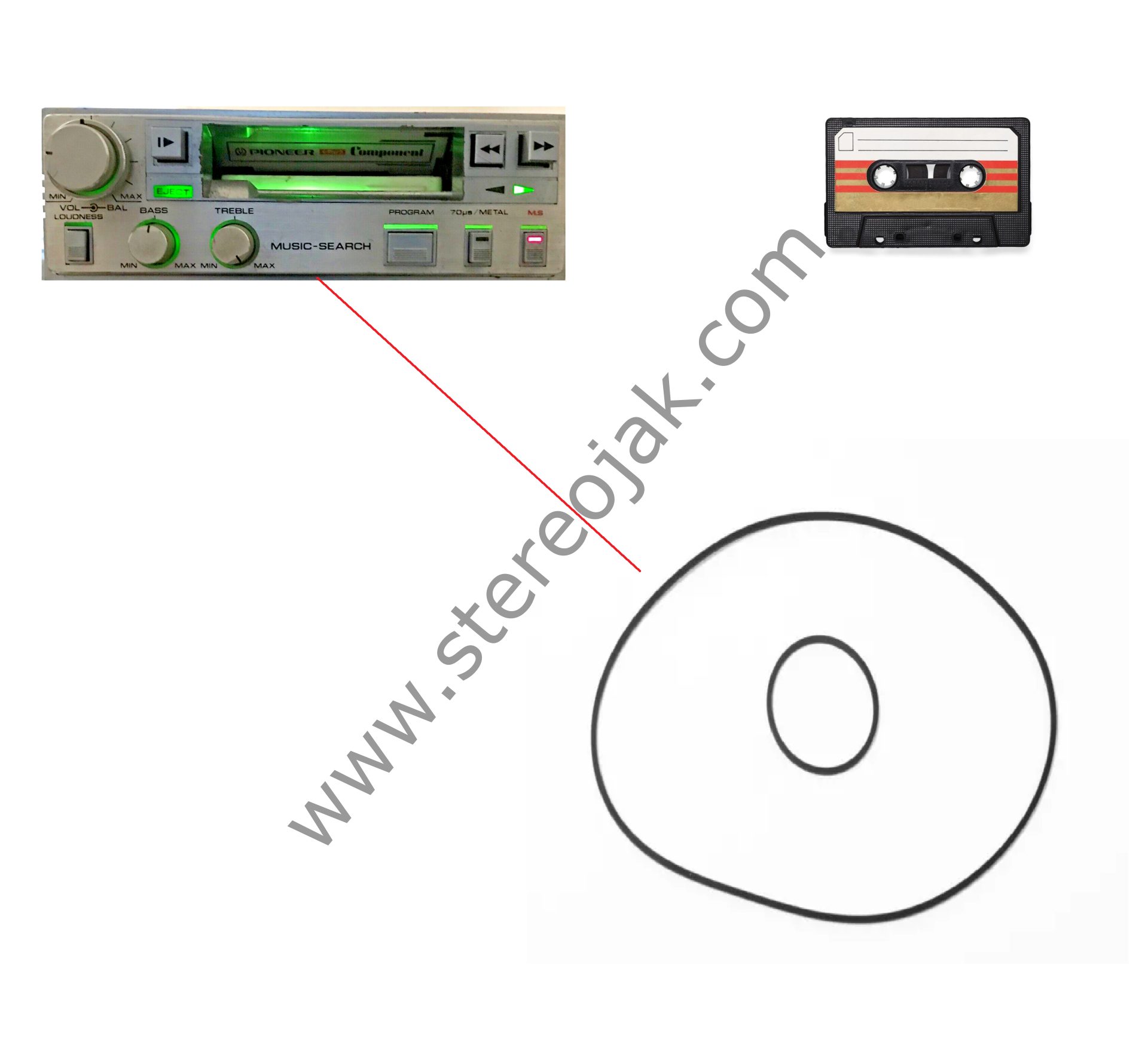 Vintage Pioneer KP-313G cassette deck     Mekanik  Lastik Seti