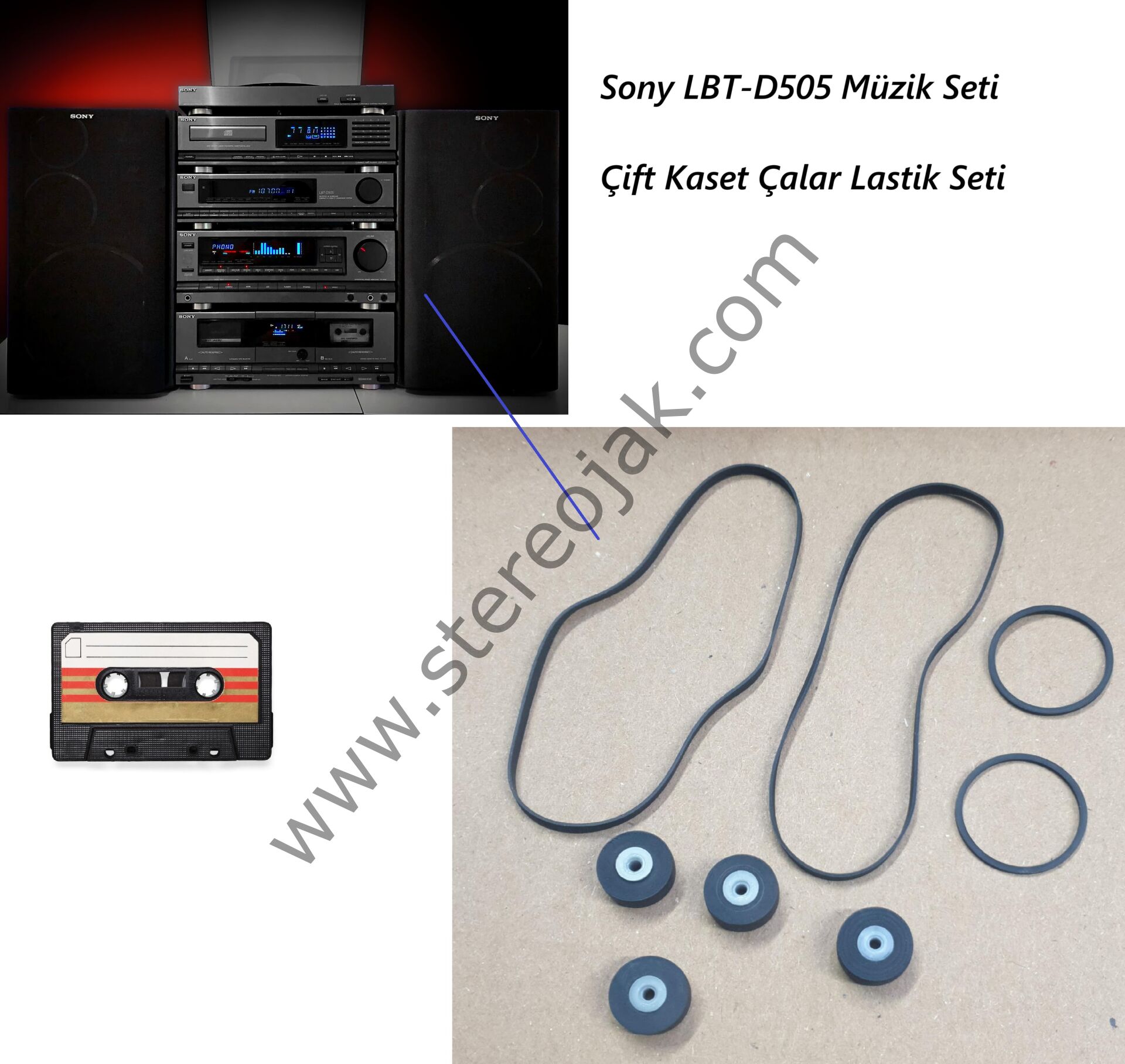 SONY LBT-D505 ( TC-D505 )  COMPACT Hi-Fi Component System   Çift  Kaset Çalar Bölümü   Lastik Seti