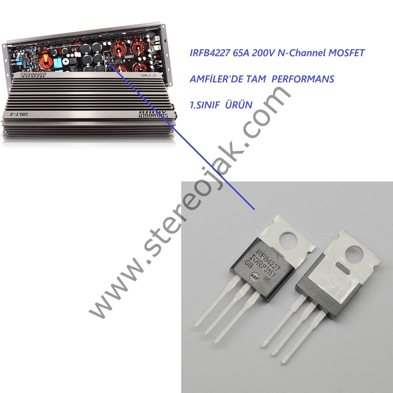 IRFB 4227 Power MOSFET N-channel TO-220AB 200 V 65 A     B4227  TRANSİSTÖR    IRFB4227   ( AMFİ uyumlu  1.SINIF ÜRÜN )