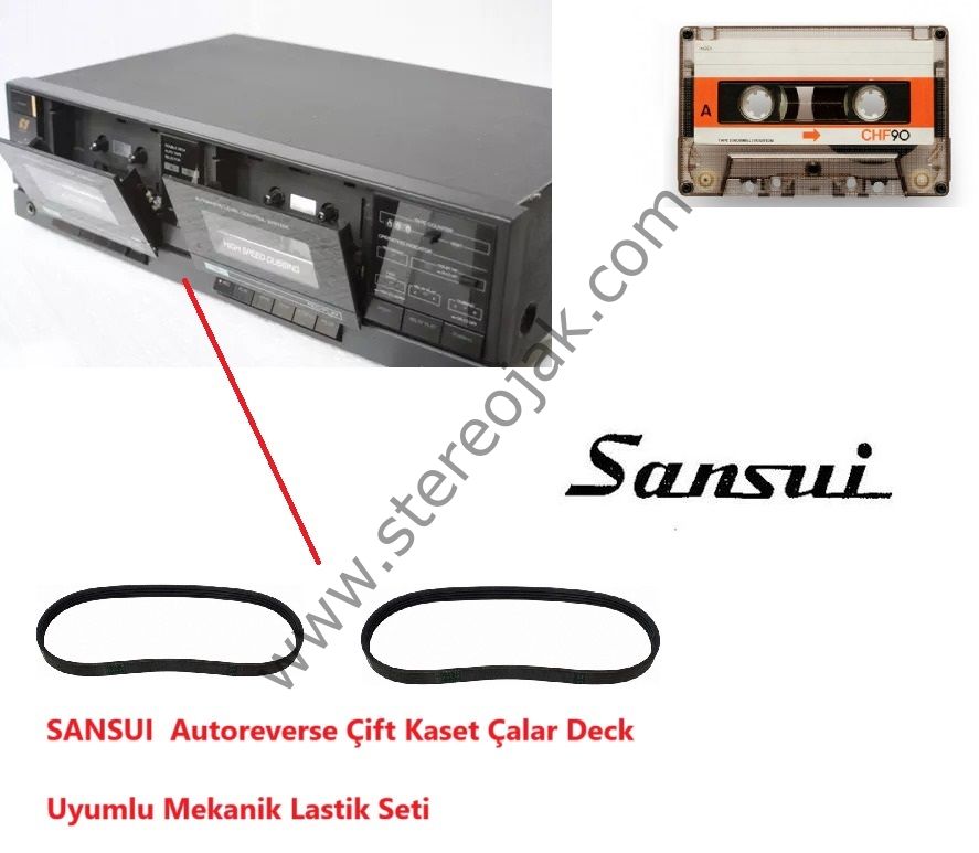 SANSUI ÇİFT KASET MEKANİK LASTİK SETİ    (  D-550WR Autoreverse Çift Kaset Çalar Lastik Seti )