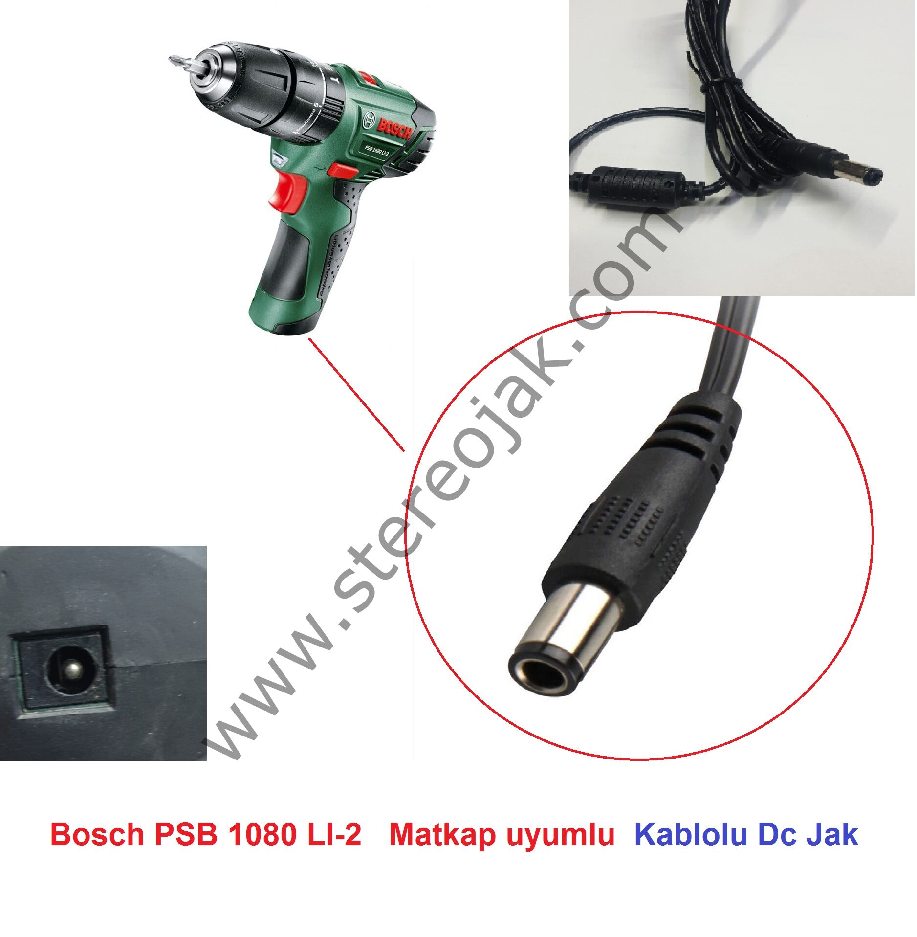 Bosch PSB 1080 LI-2   Matkap uyumlu  Kablolu Dc Jak
