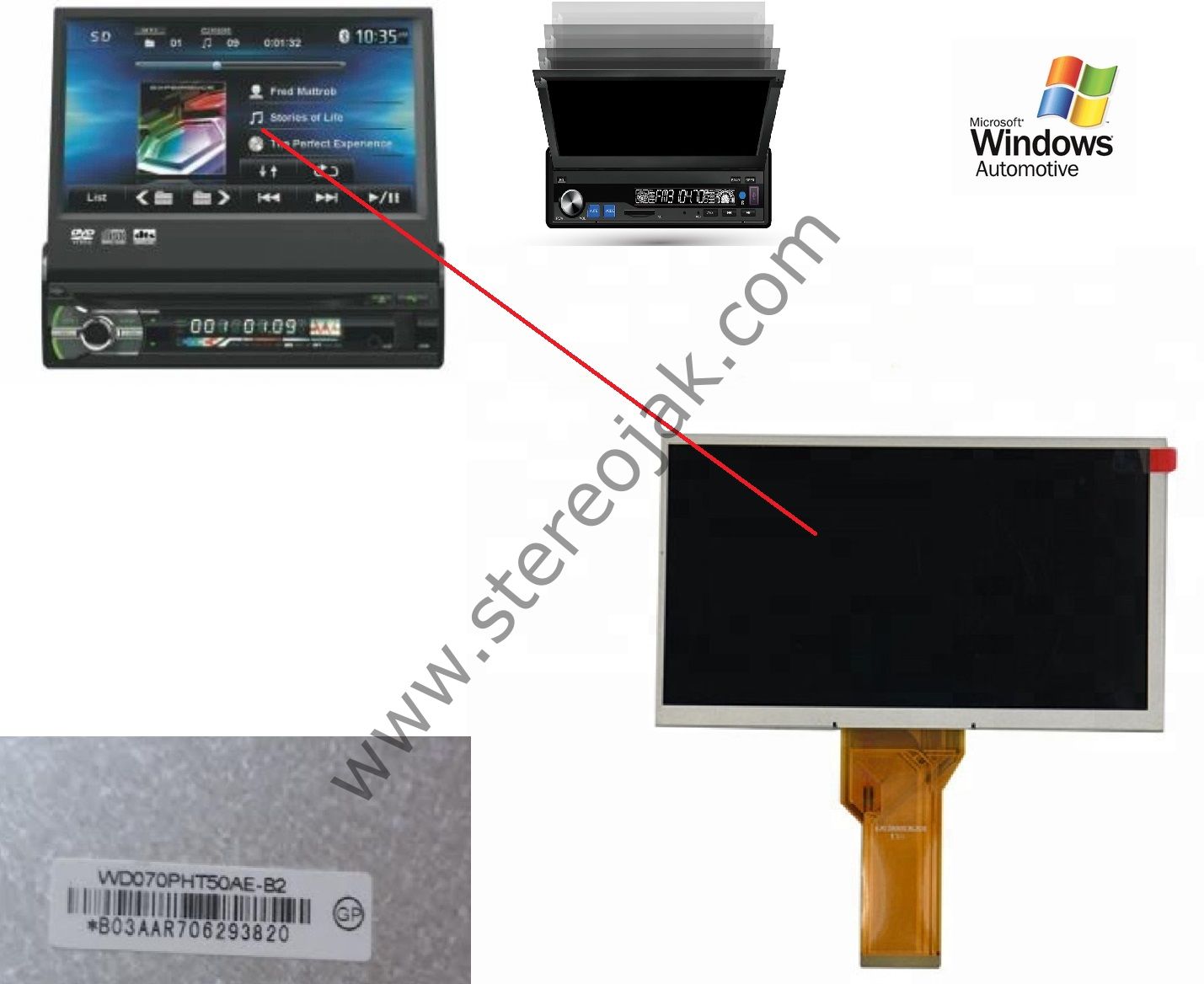 AVGO AVG U 1715 INDASH    İÇ KISIM LCD EKRAN   ( WD070PHT50AE-B2 )   ( WD070AEA103A )