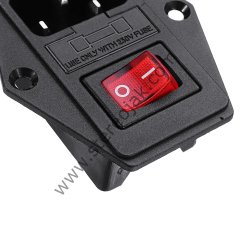 3 Pin Kırmızı Işıklı , Kulaklı , Anahtarlı , Sigortalı Power Jak Soket Yuvası ( 1.Sınıf Kalite )