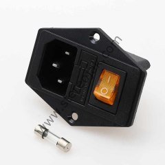 3 Pin Sarı Işıklı , Kulaklı , Anahtarlı , Sigortalı Power Jak Soket Yuvası ( 1.Sınıf Kalite )