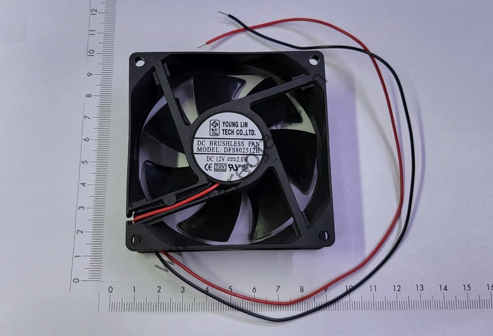 80mm X 80 mm X 25 mm - 12 Volt , 2 Watt (0.166 Amper ) Young Lin Tech Fan Model : DFS802512H , 2 Kablo Kaliteli Fan