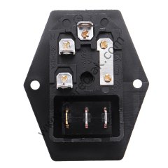 3 Pin Yeşil Işıklı , Kulaklı , Anahtarlı , Sigortalı Power Jak Soket Yuvası ( 1.Sınıf Kalite )